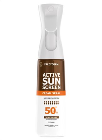 ACTIVE SUN SCREEN CREAM SPRAY SPF 50+ Aντηλιακό γαλάκτωμα σε spray για εύκολο και ομοιόμορφο ψεκασμό.