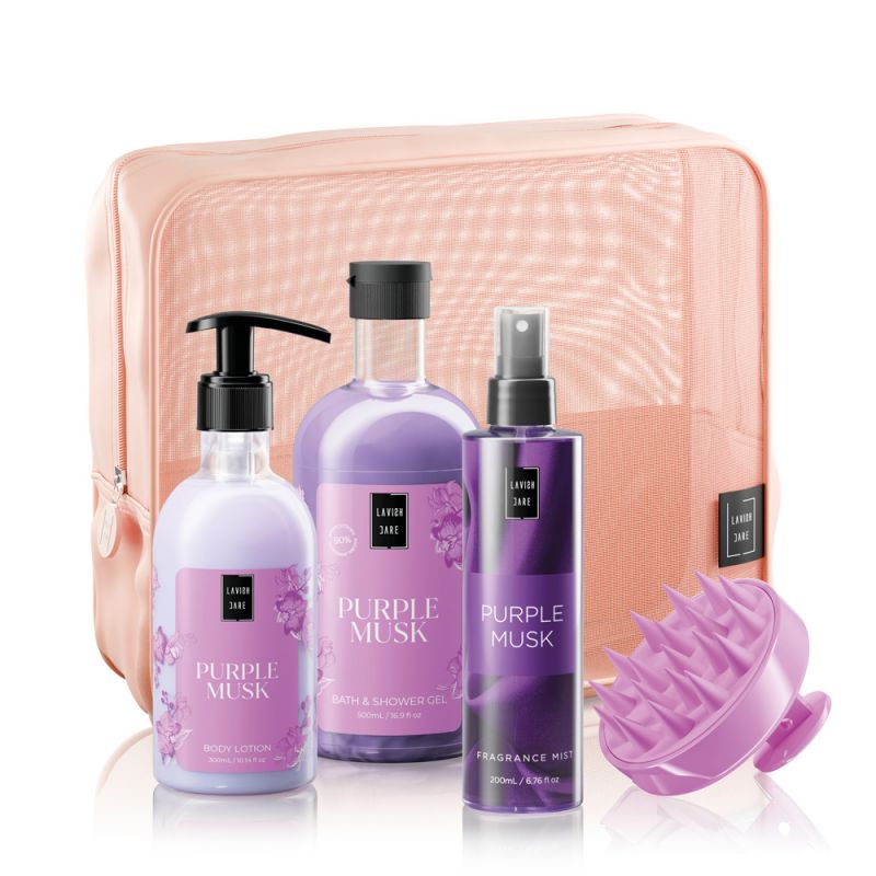 Purple Musk - Body Care Bag Gift Set Σετ περιποίησης σώματος με νεσεσέρ.