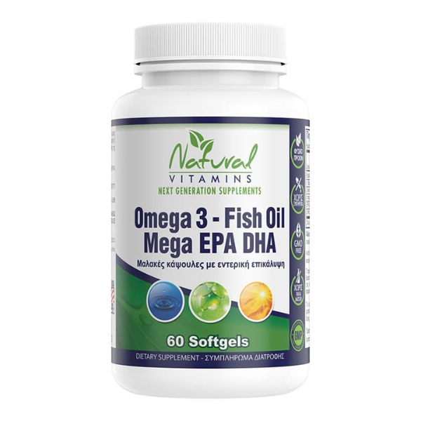 Omega 3 – Enteric Coated Fish Oil 1,000mg 700mg EPA/DHA 60 caps – Natural Vitamins.
