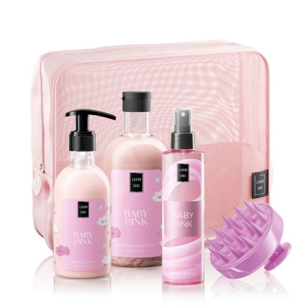 Φωτογραφία από Baby Pink - Body Care Bag Gift Set Σετ περιποίησης σώματος με νεσεσέρ.