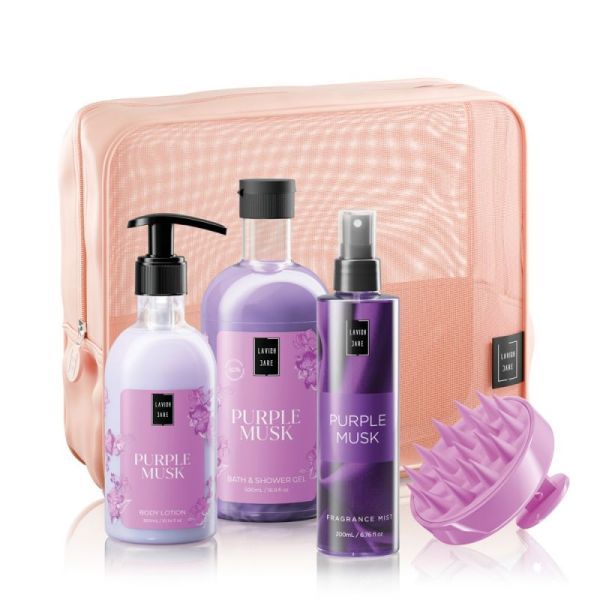 Φωτογραφία από Purple Musk - Body Care Bag Gift Set Σετ περιποίησης σώματος με νεσεσέρ.