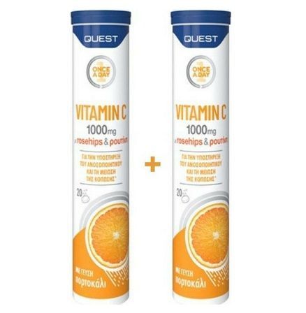 Φωτογραφία από Quest Vitamin C 1000mg With Rosehips & Rutin 2 x 20 Αναβράζοντα Δισκία Γεύση Πορτοκάλι.