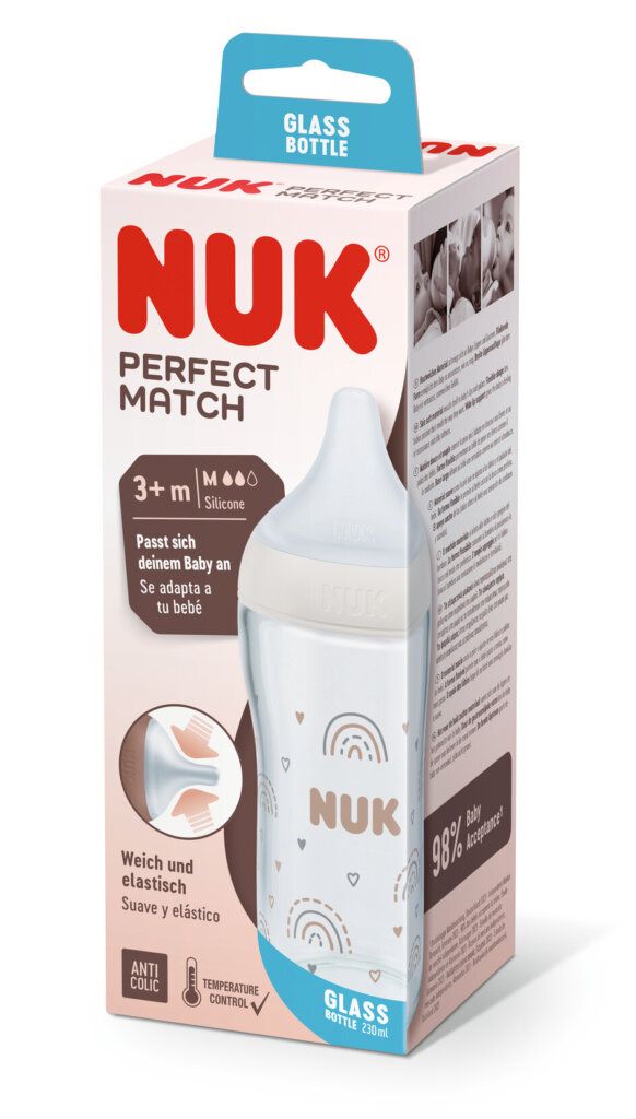 Φωτογραφία από NUK ΜΠΙΜΠΕΡΟ PERFECT MATCH ΓΥΑΛΙΝΟ 230ml (ΣΙΛΙΚ.) TEMP.CONTROL.