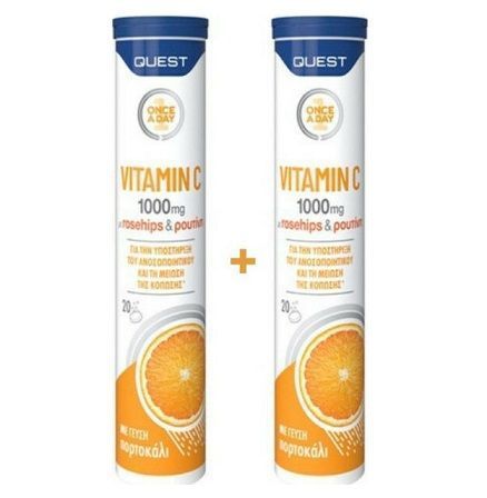 Φωτογραφία από Quest Vitamin C 1000mg With Rosehips & Rutin 2 x 20 Αναβράζοντα Δισκία Γεύση Πορτοκάλι.